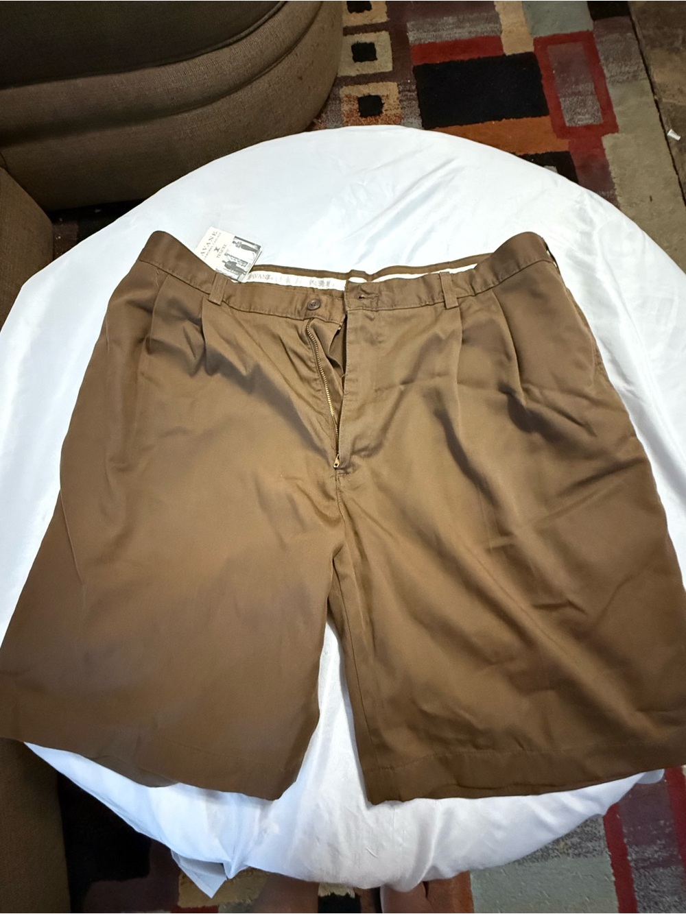 Savane Men's Brown Flat Front Shorts- 38-NWT